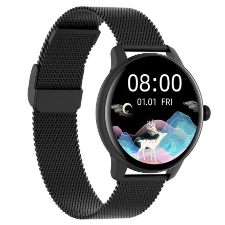 Czarny smartwatch damski Ciśnienie Puls Tlen Cykl G.Rossi SW020-2