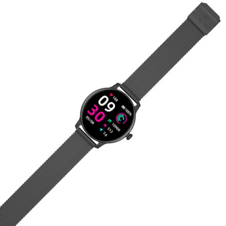 Czarny smartwatch damski Ciśnienie Puls Tlen Cykl G.Rossi SW020-2