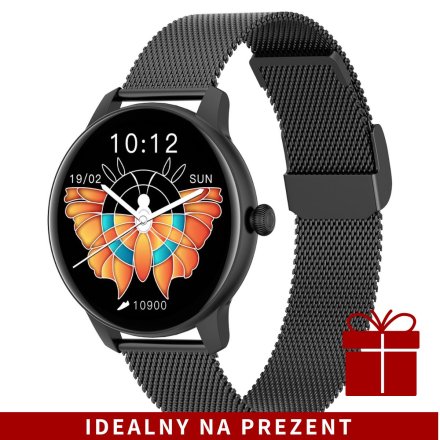 Czarny smartwatch damski Ciśnienie Puls Tlen Cykl G.Rossi SW020-2