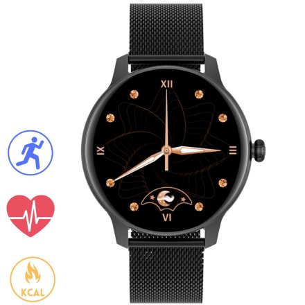 Czarny smartwatch damski Ciśnienie Puls Tlen Cykl G.Rossi SW020-2