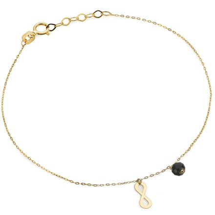 Biżuteria SAXO Złota bransoletka Nieskończoność i czarny kamień 2-4-B00336-2-0.55