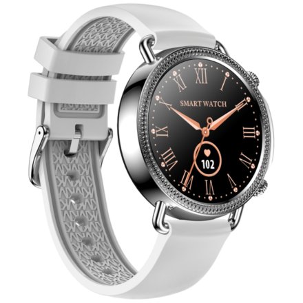 Srebrny smartwatch damski Rubicon RNBE74 z szarym paskiem SMARBN089