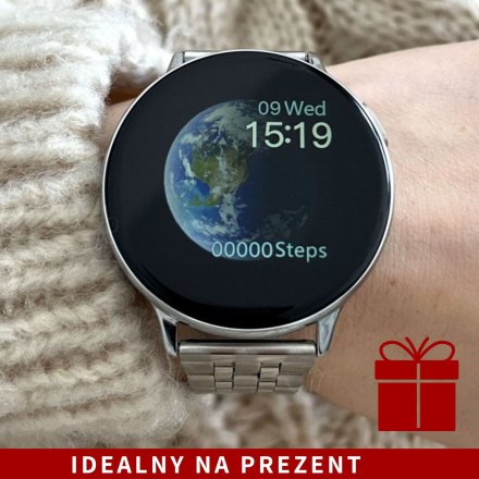 Smartwatch Pacific 24-15 Srebrny z bransoletką Ciśnienie Tlen Puls Kroki