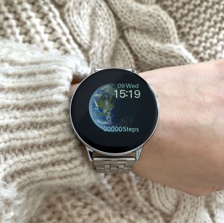 Smartwatch Pacific 24-15 Srebrny z bransoletką Ciśnienie Tlen Puls Kroki