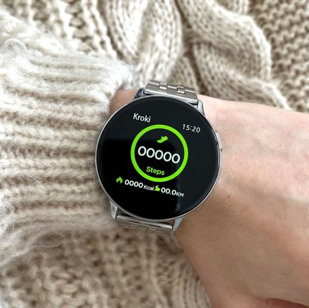 Smartwatch Pacific 24-15 Srebrny z bransoletką Ciśnienie Tlen Puls Kroki