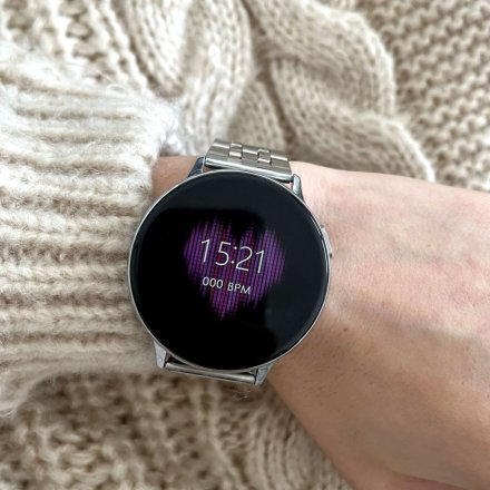 Smartwatch Pacific 24-15 Srebrny z bransoletką Ciśnienie Tlen Puls Kroki