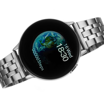 Smartwatch Pacific 24-15 Srebrny z bransoletką Ciśnienie Tlen Puls Kroki