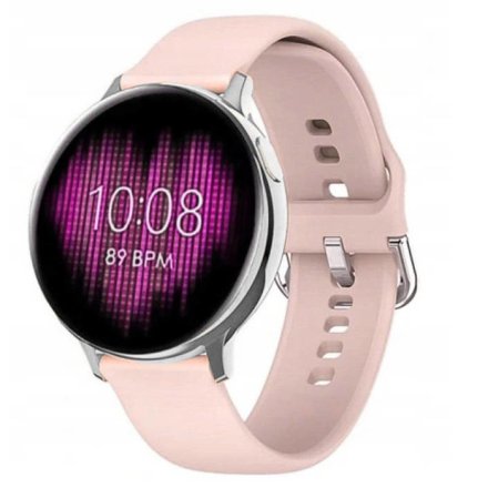 Smartwatch Pacific 24-9 Srebrny z różowym paskiem Ciśnienie Tlen Puls Kroki