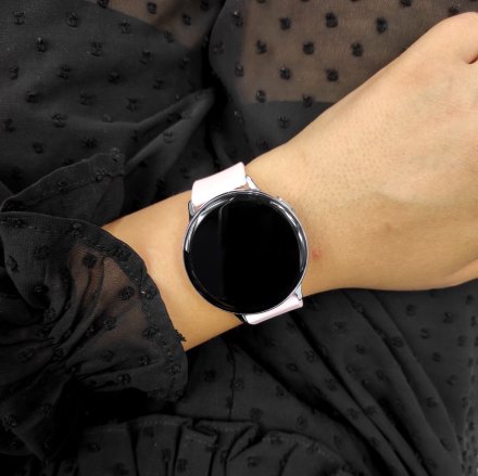 Smartwatch Pacific 24-9 Srebrny z różowym paskiem Ciśnienie Tlen Puls Kroki
