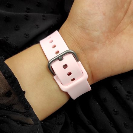 Smartwatch Pacific 24-9 Srebrny z różowym paskiem Ciśnienie Tlen Puls Kroki