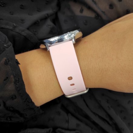 Smartwatch Pacific 24-9 Srebrny z różowym paskiem Ciśnienie Tlen Puls Kroki