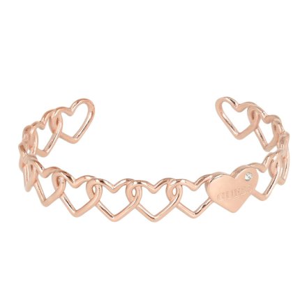 Różowozłota bransoletka Guess sztywna połączone serca GUESS HEART TO HEART UBB01086-S