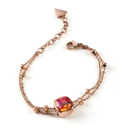 Biżuteria Guess damska bransoletka różowe złoto z kryształkiem UBB01123-L