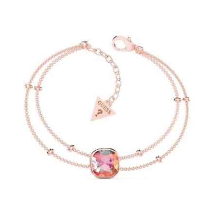 Biżuteria Guess damska bransoletka różowe złoto z kryształkiem UBB01123-S