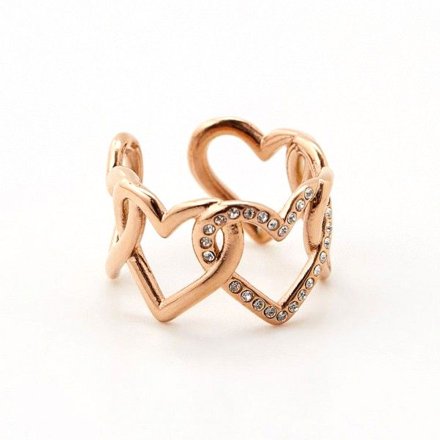 Biżuteria Guess pierścionek różowozłoty serca UBR01087-52