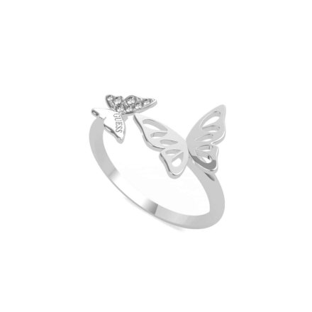 Srebrny pierścionek Guess motylek GUESS FLY AWAY UBR70033-56