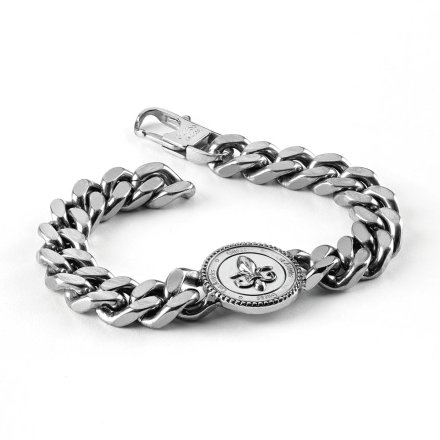 Srebrna bransoleta męska Guess łańcuch GUESS KNIGHT FLOWER UMB70006-L