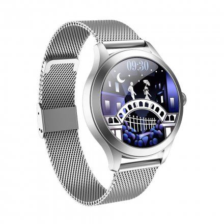 Srebrny smartwatch damski Ciśnienie Tlen Puls Kroki Cykl G.Rossi SW014G-1