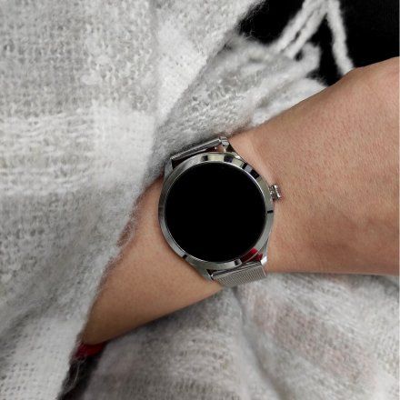 Srebrny smartwatch damski Ciśnienie Tlen Puls Kroki Cykl G.Rossi SW014G-1