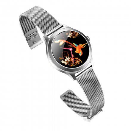 Srebrny smartwatch damski Ciśnienie Tlen Puls Kroki Cykl G.Rossi SW014G-1