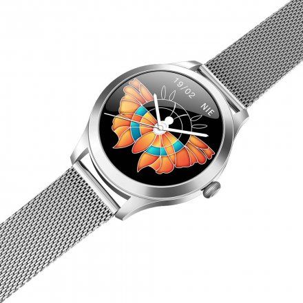 Srebrny smartwatch damski Ciśnienie Tlen Puls Kroki Cykl G.Rossi SW014G-1