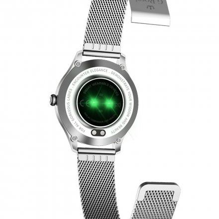 Srebrny smartwatch damski Ciśnienie Tlen Puls Kroki Cykl G.Rossi SW014G-1