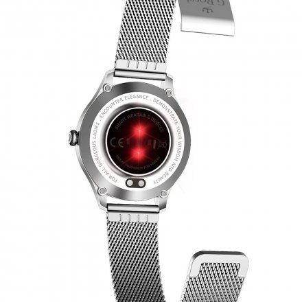 Srebrny smartwatch damski Ciśnienie Tlen Puls Kroki Cykl G.Rossi SW014G-1