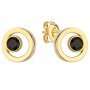 Biżuteria SAXO Kolczyki złote ring i okrągły onyx syntetyczny  7-3-K00493-0.99