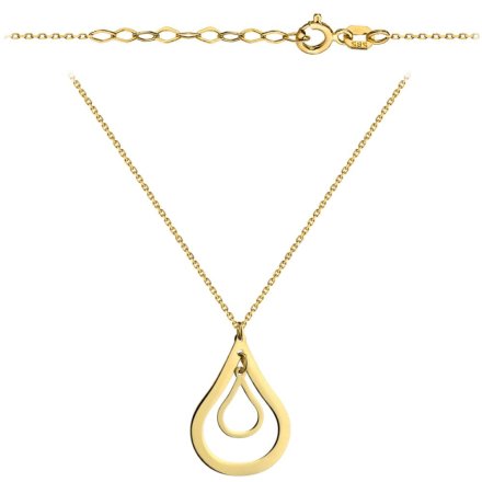 Biżuteria SAXO 14K Naszyjnik damski złoty wiszące podwójne krople 3-4-CN00208-2-1.34