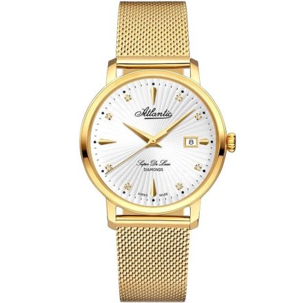 Zegarek Damski Atlantic Super De Luxe z diamentami złoty z bransoletką 29355.45.27