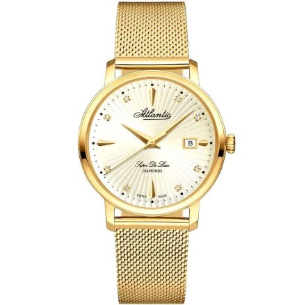 Zegarek Damski Atlantic Super De Luxe z diamentami złoty 29355.45.37