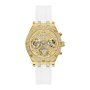 Biało-złoty damski zegarek Guess Night Life z kryształkami GW0407L2
