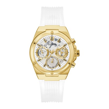 Biało-złoty zegarek Guess Athena z białym paskiem GW0409L2