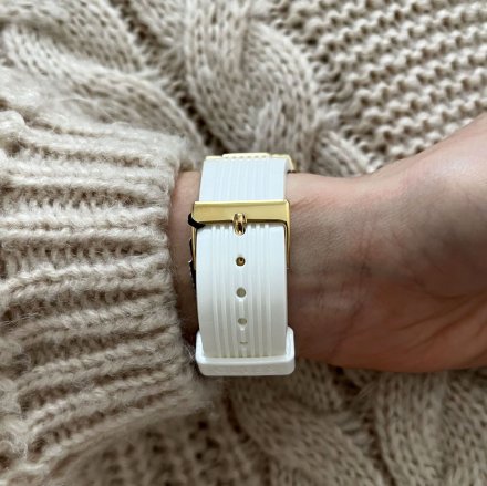 Biało-złoty zegarek Guess Athena z białym paskiem GW0409L2