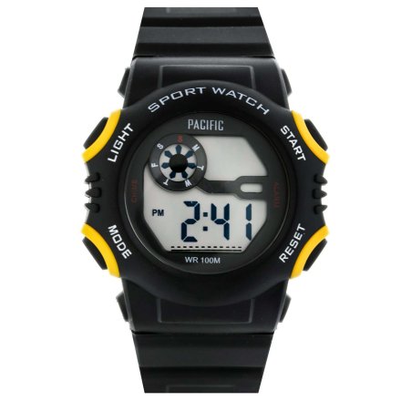 Czarno-żółty dziecięcy zegarek elektroniczny Pacific 221L-3