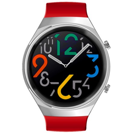 Srebrno-czerwony smartwatch z funkcją rozmowy Rubicon RNCE68 SMARUB102 Sport Kalorie Kroki Ciśnienie