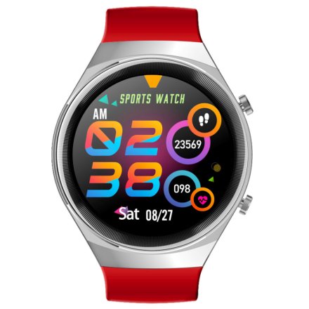 Srebrno-czerwony smartwatch męski damski Rubicon RNCE68 SMARUB102