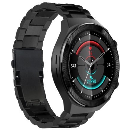 Czarny smartwatch z funkcją rozmowy Rubicon RNCE68 SMARUB104 Sport Kalorie Kroki Ciśnienie