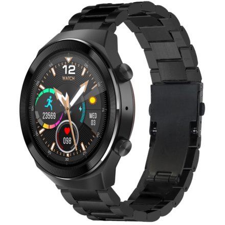 Czarny smartwatch z funkcją rozmowy Rubicon RNCE68 SMARUB104 Sport Kalorie Kroki Ciśnienie