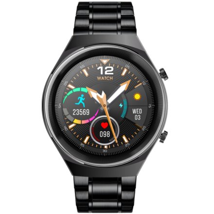 Czarny smartwatch z funkcją rozmowy Rubicon RNCE68 SMARUB104 Sport Kalorie Kroki Ciśnienie