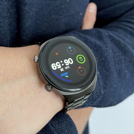 Czarny smartwatch z funkcją rozmowy Rubicon RNCE68 SMARUB104 Sport Kalorie Kroki Ciśnienie