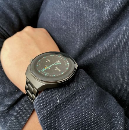 Czarny smartwatch z funkcją rozmowy Rubicon RNCE68 SMARUB104 Sport Kalorie Kroki Ciśnienie
