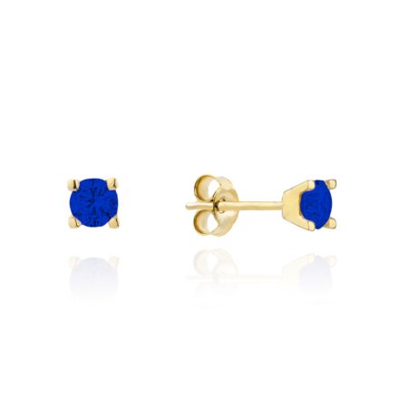 Biżuteria SAXO Kolczyki Złote z niebieską cyrkonią 7-3-K00878-2-0.51