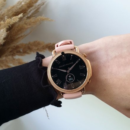 Różowozłoty smartwatch damski Rubicon RNBE74 z różowym paskiem SMARBN087
