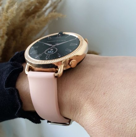 Różowozłoty smartwatch damski Rubicon RNBE74 z różowym paskiem SMARBN087