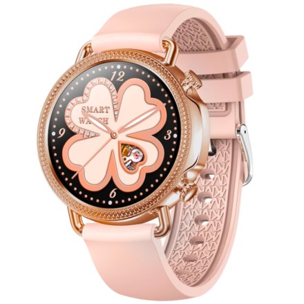 Różowozłoty smartwatch damski Rubicon RNBE74 z różowym paskiem SMARBN087