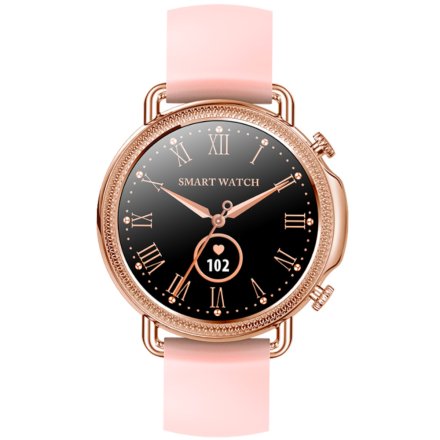 Różowozłoty smartwatch damski Rubicon RNBE74 z różowym paskiem SMARBN087
