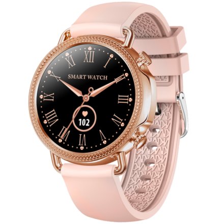 Różowozłoty smartwatch damski Rubicon RNBE74 z różowym paskiem SMARBN087