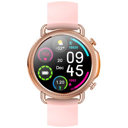 Różowozłoty smartwatch damski Rubicon RNBE74 z różowym paskiem SMARBN087