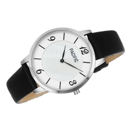 Srebrny damski zegarek z czarnym paskiem PACIFIC X6179-06